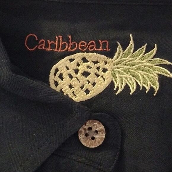 VTG Caribbean Pineapple Black Billiards Silk Blend Button Up Shirt Men's XL - Picture 11 of 15